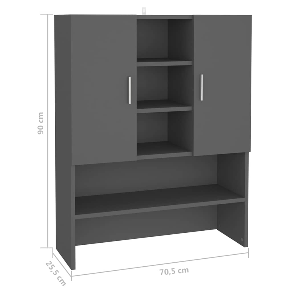 Washing Machine Cabinet Grey 70.5x25.5x90 cm