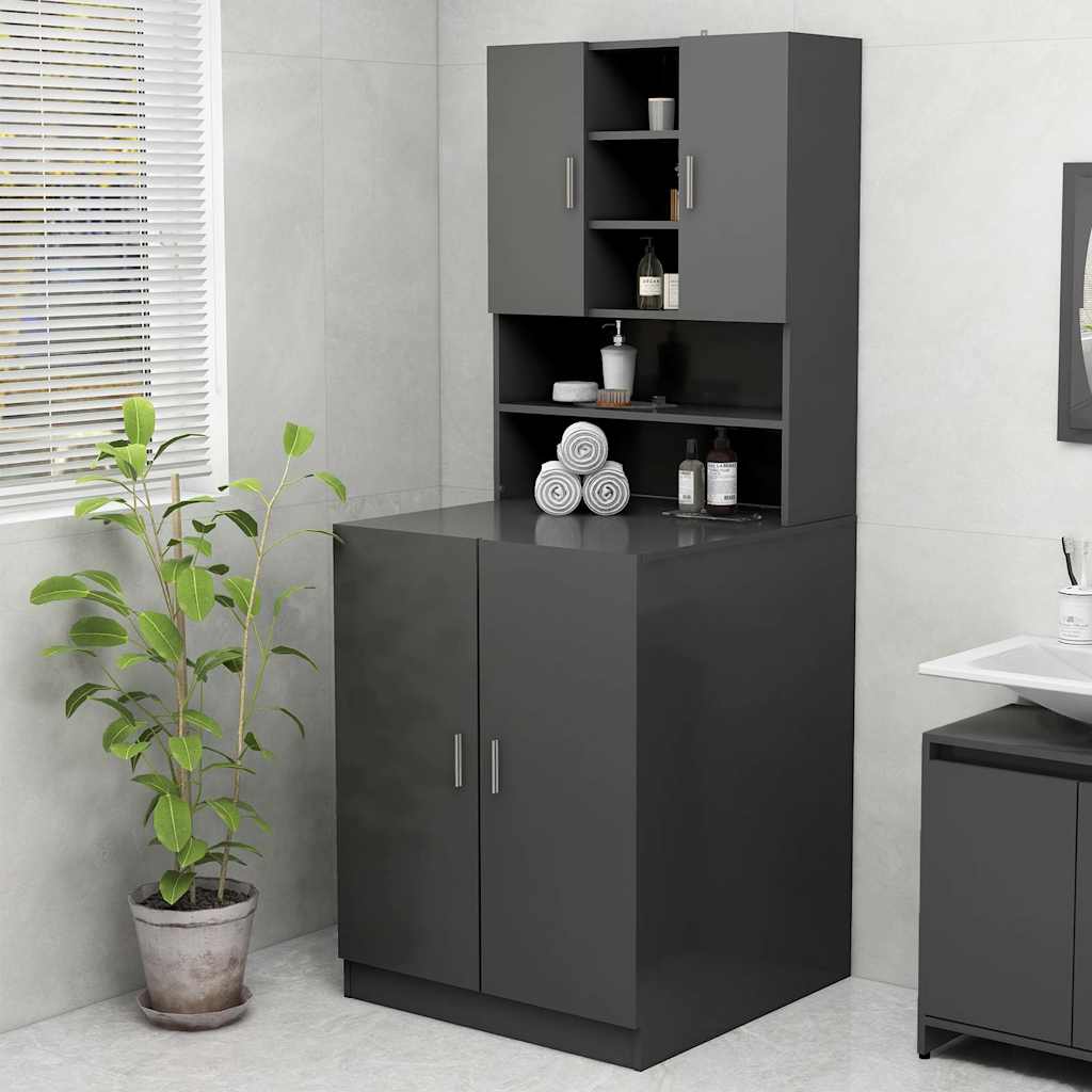Washing Machine Cabinet Grey 70.5x25.5x90 cm
