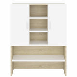 Washing Machine Cabinet White and Sonoma Oak 70.5x25.5x90 cm
