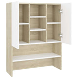 Washing Machine Cabinet White and Sonoma Oak 70.5x25.5x90 cm - 45-Degree Angle