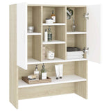 Washing Machine Cabinet White and Sonoma Oak 70.5x25.5x90 cm