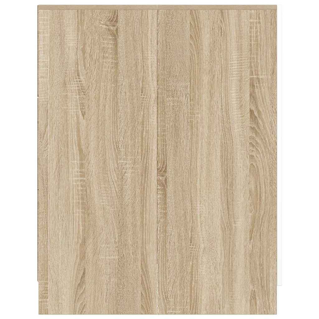 Washing Machine Cabinet White and Sonoma Oak 71x71.5x91.5 cm