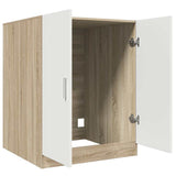 Washing Machine Cabinet White and Sonoma Oak 71x71.5x91.5 cm - Close-Up Angle