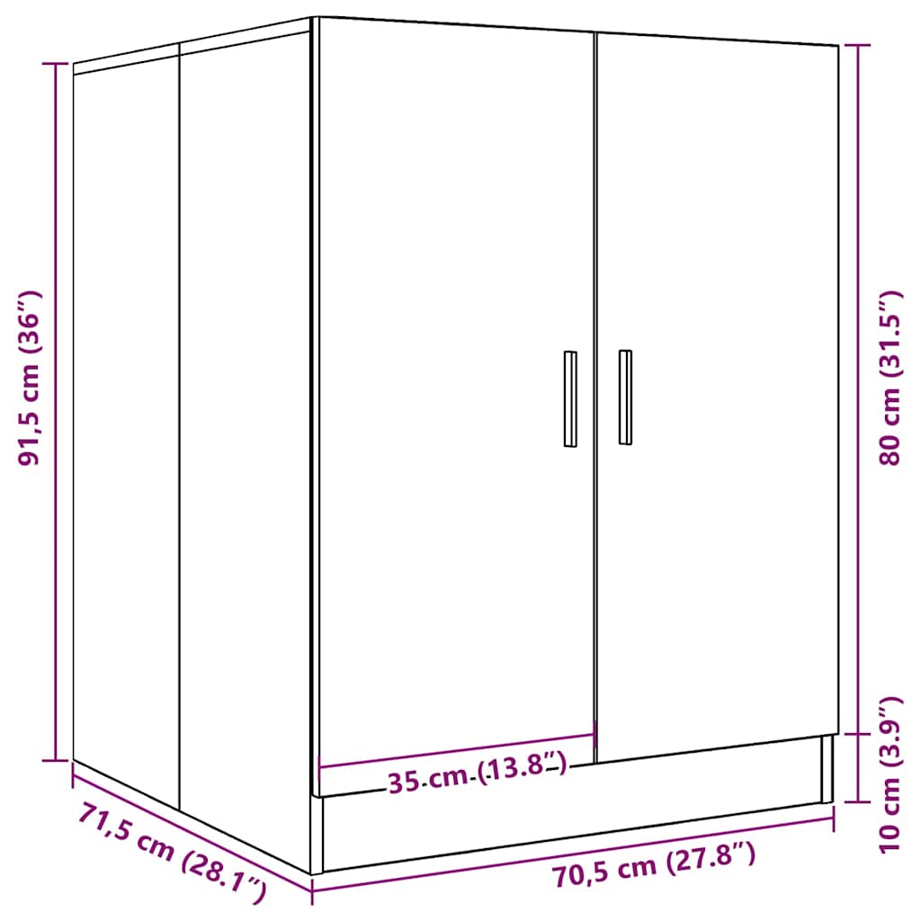 Washing Machine Cabinet White and Sonoma Oak 71x71.5x91.5 cm