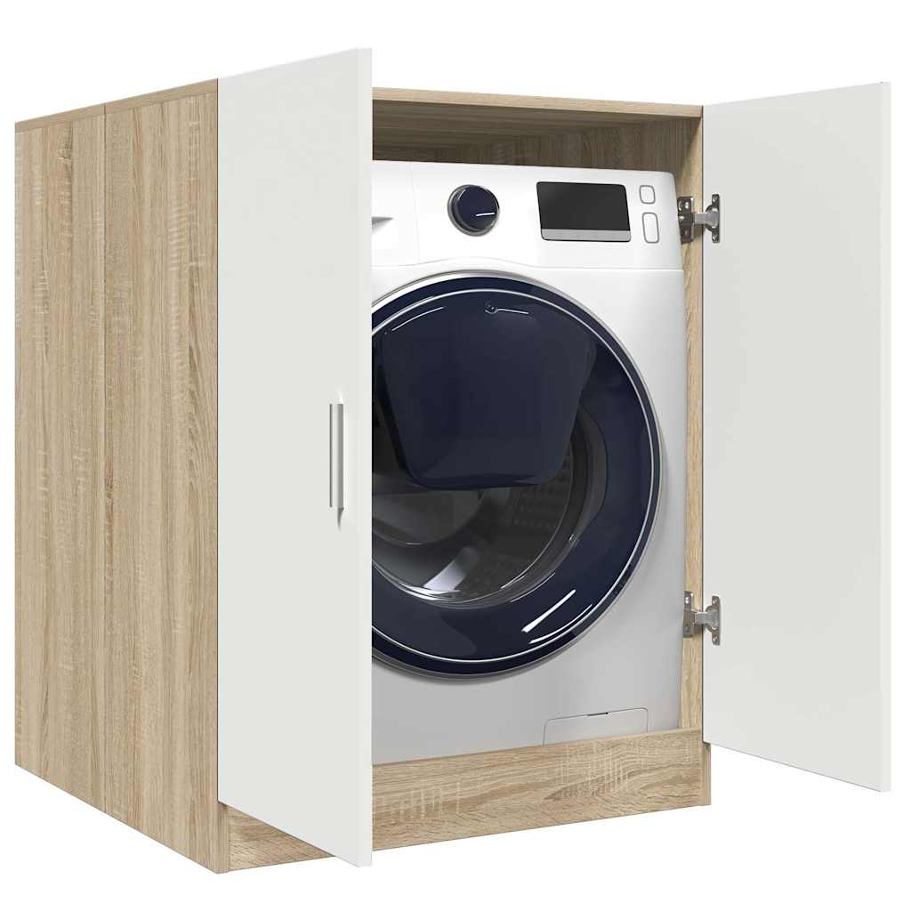 Washing Machine Cabinet White and Sonoma Oak 71x71.5x91.5 cm