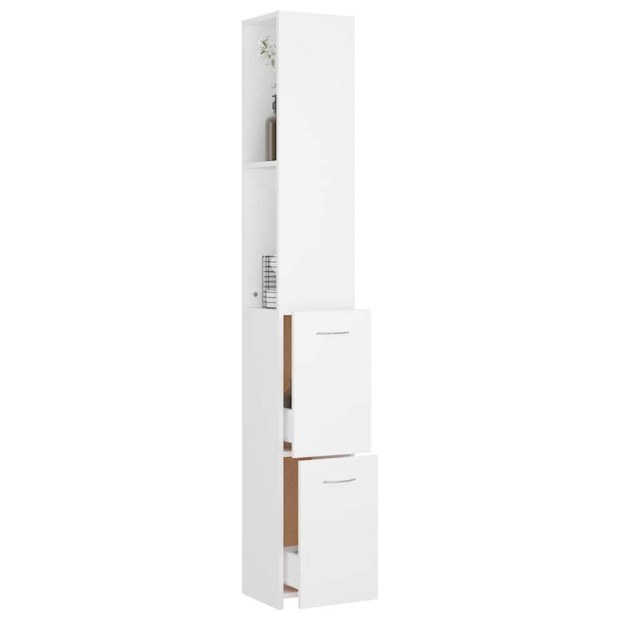 Bathroom Cabinet White 25x26.5x170 cm Engineered Wood