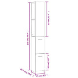 Bathroom Cabinet White 25x26.5x170 cm Engineered Wood - Low Angle