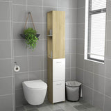 Bathroom Cabinet White and Sonoma Oak 25x26.5x170 cm Engineered Wood - Side View