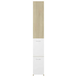 Bathroom Cabinet White and Sonoma Oak 25x26.5x170 cm Engineered Wood