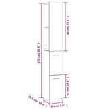 Bathroom Cabinet White and Sonoma Oak 25x26.5x170 cm Engineered Wood - Low Angle