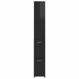 Bathroom Cabinet High Gloss Black 25x26.5x170 cm Engineered Wood