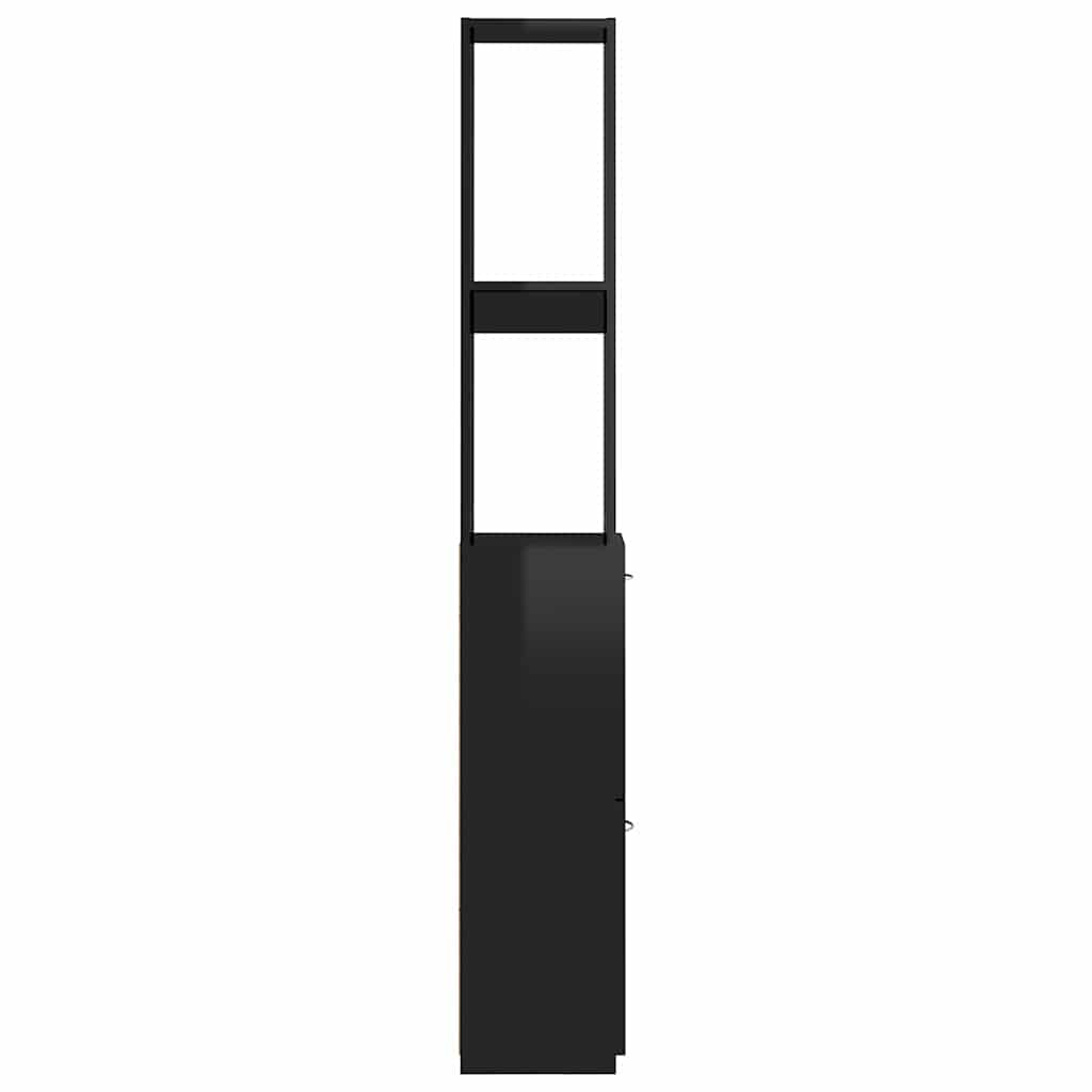 Bathroom Cabinet High Gloss Black 25x26.5x170 cm Engineered Wood