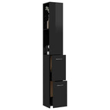 Bathroom Cabinet High Gloss Black 25x26.5x170 cm Engineered Wood