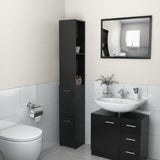 Bathroom Cabinet High Gloss Black 25x26.5x170 cm Engineered Wood