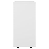 Rolling Cabinet White 60x35x75 cm Engineered Wood - Rear View