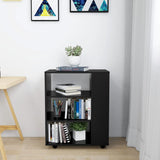 Rolling Cabinet Black 60x35x75 cm Engineered Wood - Side View