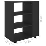Rolling Cabinet Black 60x35x75 cm Engineered Wood - Extra Image