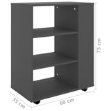 Rolling Cabinet Grey 60x35x75 cm Engineered Wood