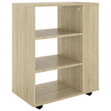 Rolling Cabinet Sonoma Oak 60x35x75 cm Engineered Wood - Front View