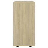 Rolling Cabinet Sonoma Oak 60x35x75 cm Engineered Wood - Rear View