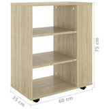 Rolling Cabinet Sonoma Oak 60x35x75 cm Engineered Wood - Extra Image
