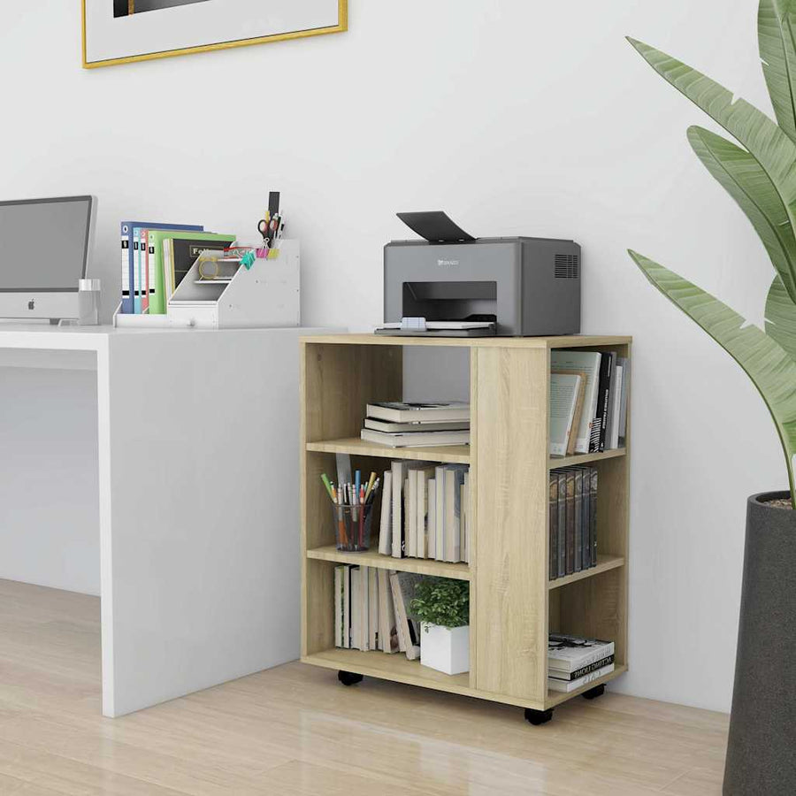 Rolling Cabinet Sonoma Oak 60x35x75 cm Engineered Wood
