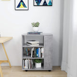 Rolling Cabinet Concrete Grey 60x35x75 cm Engineered Wood - Side View
