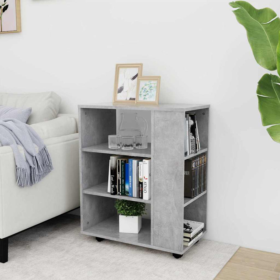 Rolling Cabinet Concrete Grey 60x35x75 cm Engineered Wood