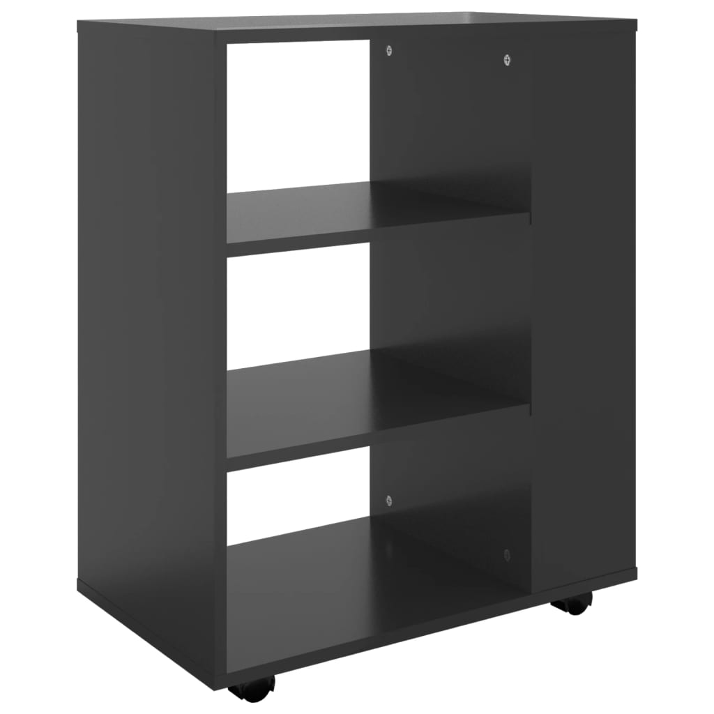 Rolling Cabinet High Gloss Black 60x35x75 cm Engineered Wood