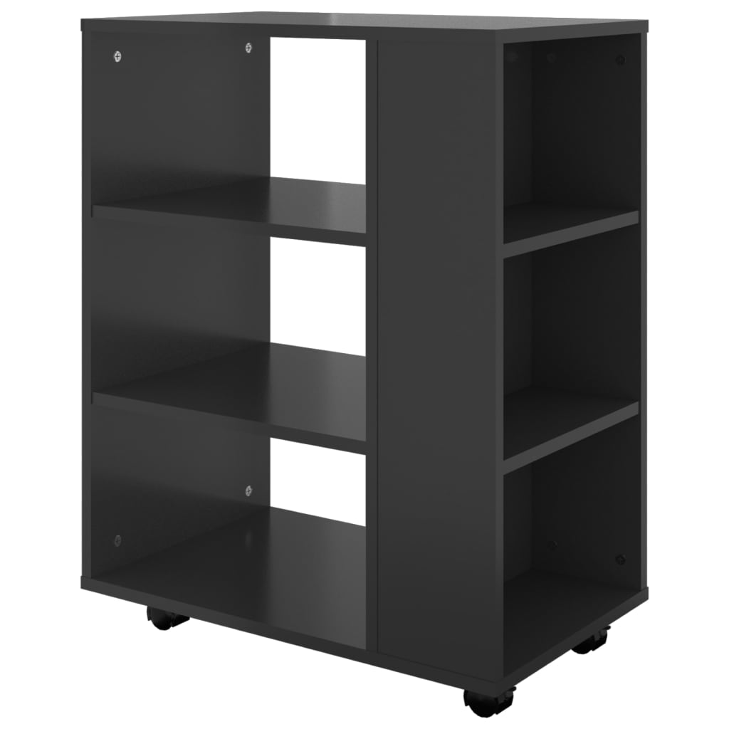 Rolling Cabinet High Gloss Black 60x35x75 cm Engineered Wood