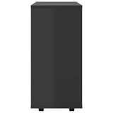 Rolling Cabinet High Gloss Black 60x35x75 cm Engineered Wood - Rear View