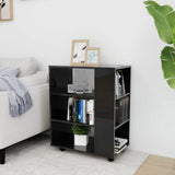 Rolling Cabinet High Gloss Black 60x35x75 cm Engineered Wood