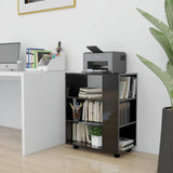 Rolling Cabinet High Gloss Black 60x35x75 cm Engineered Wood