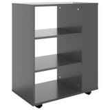 Rolling Cabinet High Gloss Grey 60x35x75 cm Engineered Wood - Front View