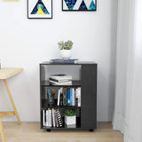 Rolling Cabinet High Gloss Grey 60x35x75 cm Engineered Wood
