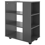 Rolling Cabinet High Gloss Grey 60x35x75 cm Engineered Wood