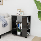 Rolling Cabinet High Gloss Grey 60x35x75 cm Engineered Wood - Close-Up Angle