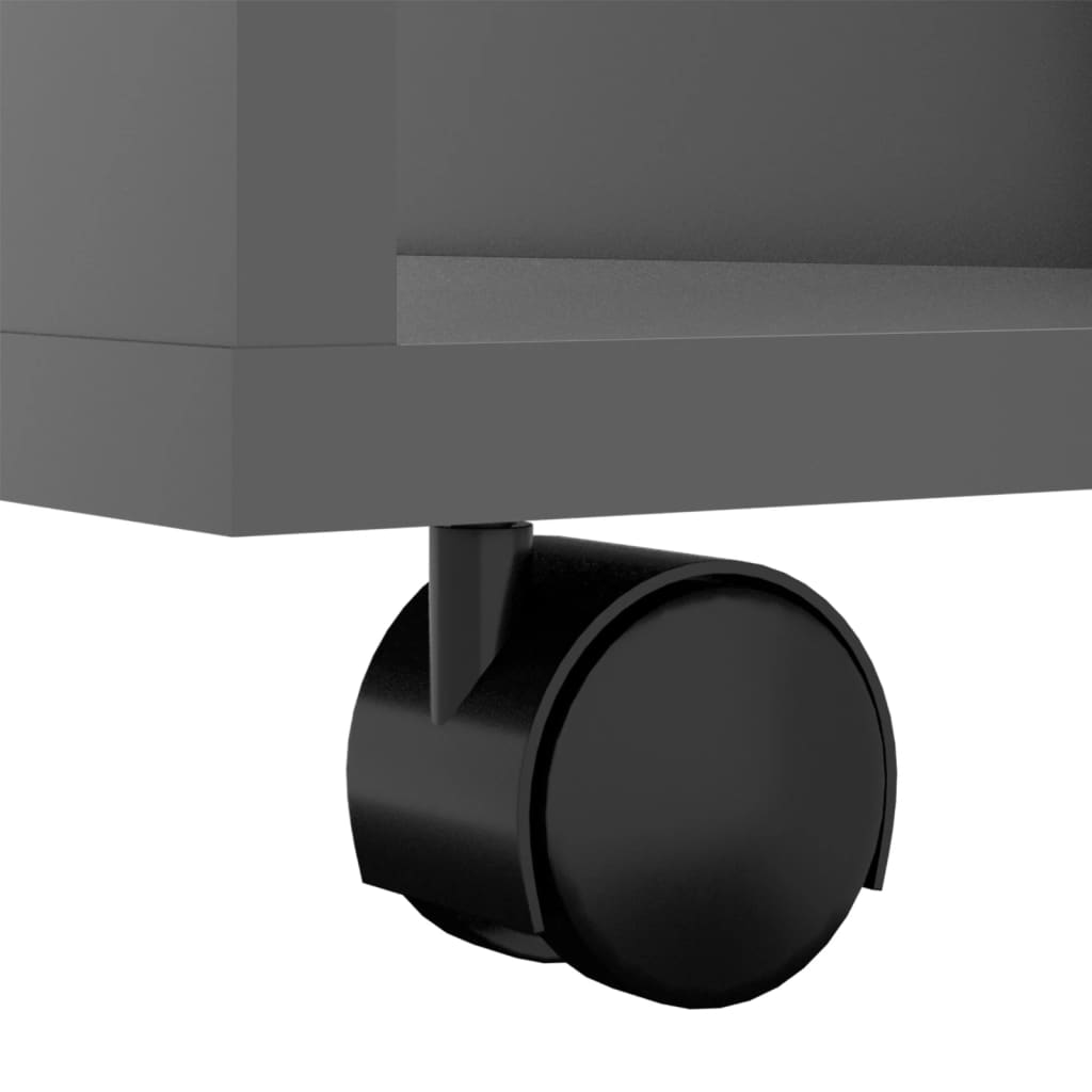 Rolling Cabinet High Gloss Grey 60x35x75 cm Engineered Wood