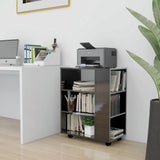 Rolling Cabinet High Gloss Grey 60x35x75 cm Engineered Wood