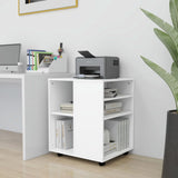 Rolling Cabinet White 60x53x72 cm Engineered Wood - Side View