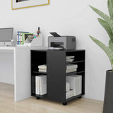 Rolling Cabinet Black 60x53x72 cm Engineered Wood - Side View