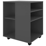 Rolling Cabinet Grey 60x53x72 cm Engineered Wood - 45-Degree Angle