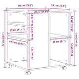 Rolling Cabinet Grey 60x53x72 cm Engineered Wood - Extra Image