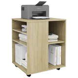 Rolling Cabinet Sonoma Oak 60x53x72 cm Engineered Wood - Close-Up Angle