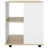 Rolling Cabinet White&Sonoma Oak 60x53x72 cm Engineered Wood - Top-Down View