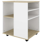 Rolling Cabinet White&Sonoma Oak 60x53x72 cm Engineered Wood