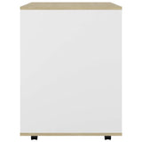 Rolling Cabinet White&Sonoma Oak 60x53x72 cm Engineered Wood - Rear View