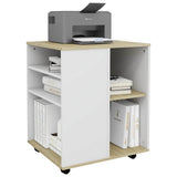 Rolling Cabinet White&Sonoma Oak 60x53x72 cm Engineered Wood - Close-Up Angle