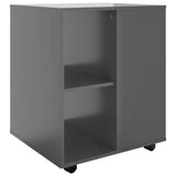 Rolling Cabinet High Gloss Grey 60x53x72 cm Engineered Wood - Front View