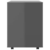 Rolling Cabinet High Gloss Grey 60x53x72 cm Engineered Wood - Rear View